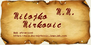 Milojko Mirković vizit kartica